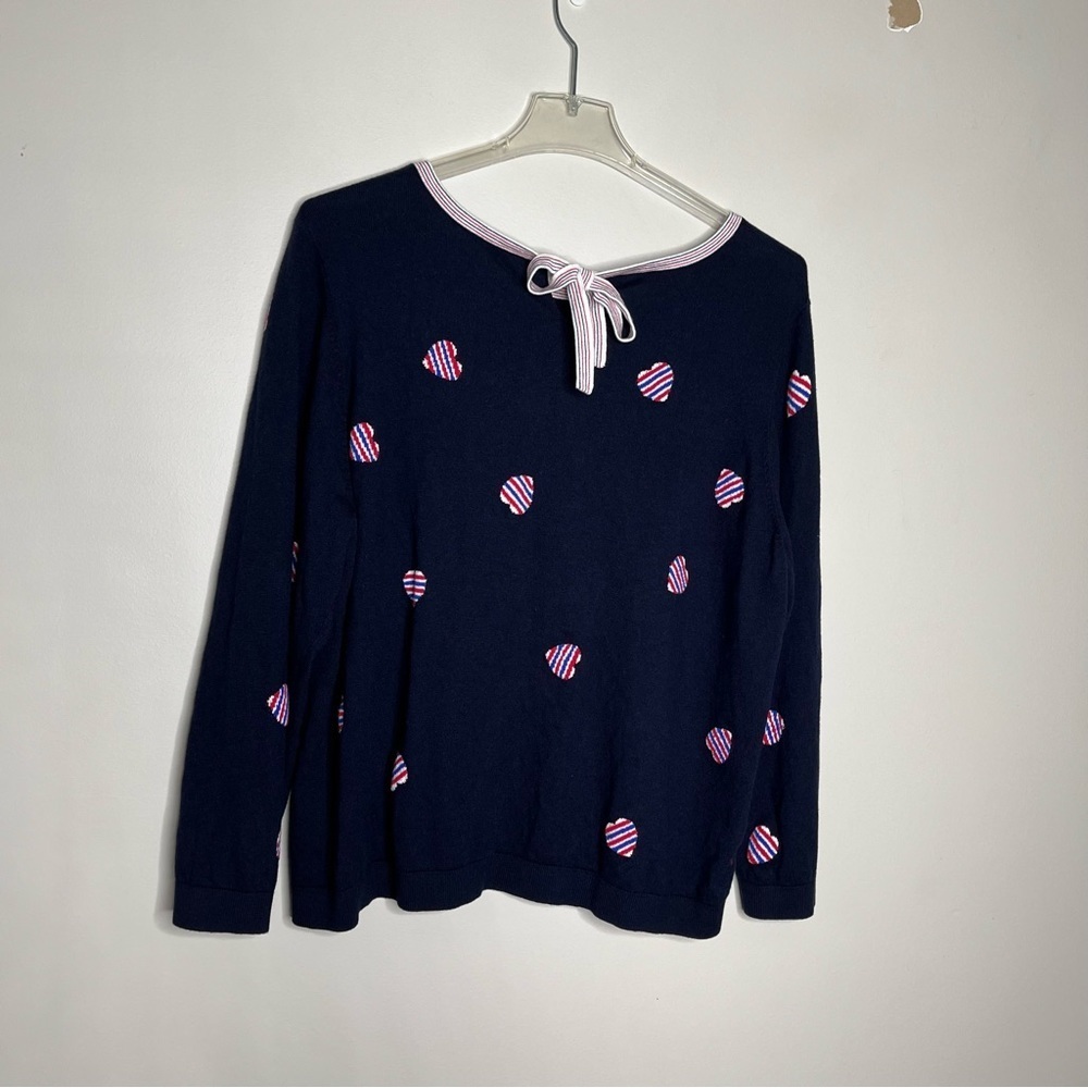 Talbots Plus Petite Navy Knit Pullover Sweater with Red/White/Blue Heart 3XP - Picture 10 of 11